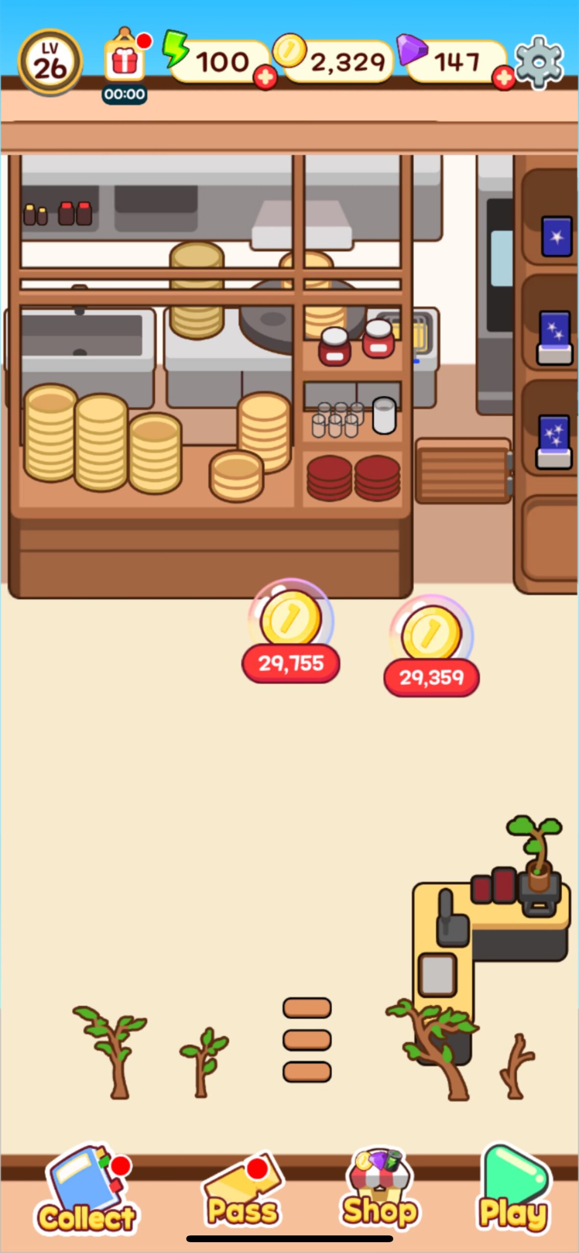 マージコンビニのゲーム画面-お店画面